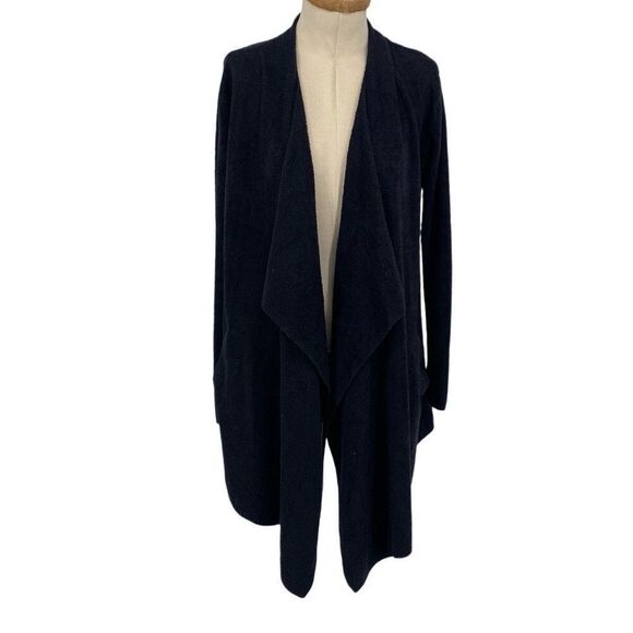 Barefoot Dreams Cozychic S/M Lite Island Wrap Cardigan Black Pockets Open Front - Picture 5 of 16
